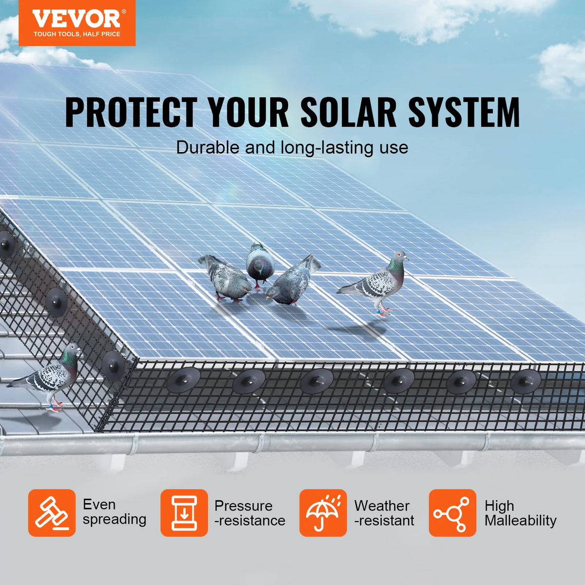SucceBuy Solar Panel Bird Guard Critter Guard Roll Kit  Stainless Steel Fasteners Solar Panel Rustproof PVC Coating WireRollMesh