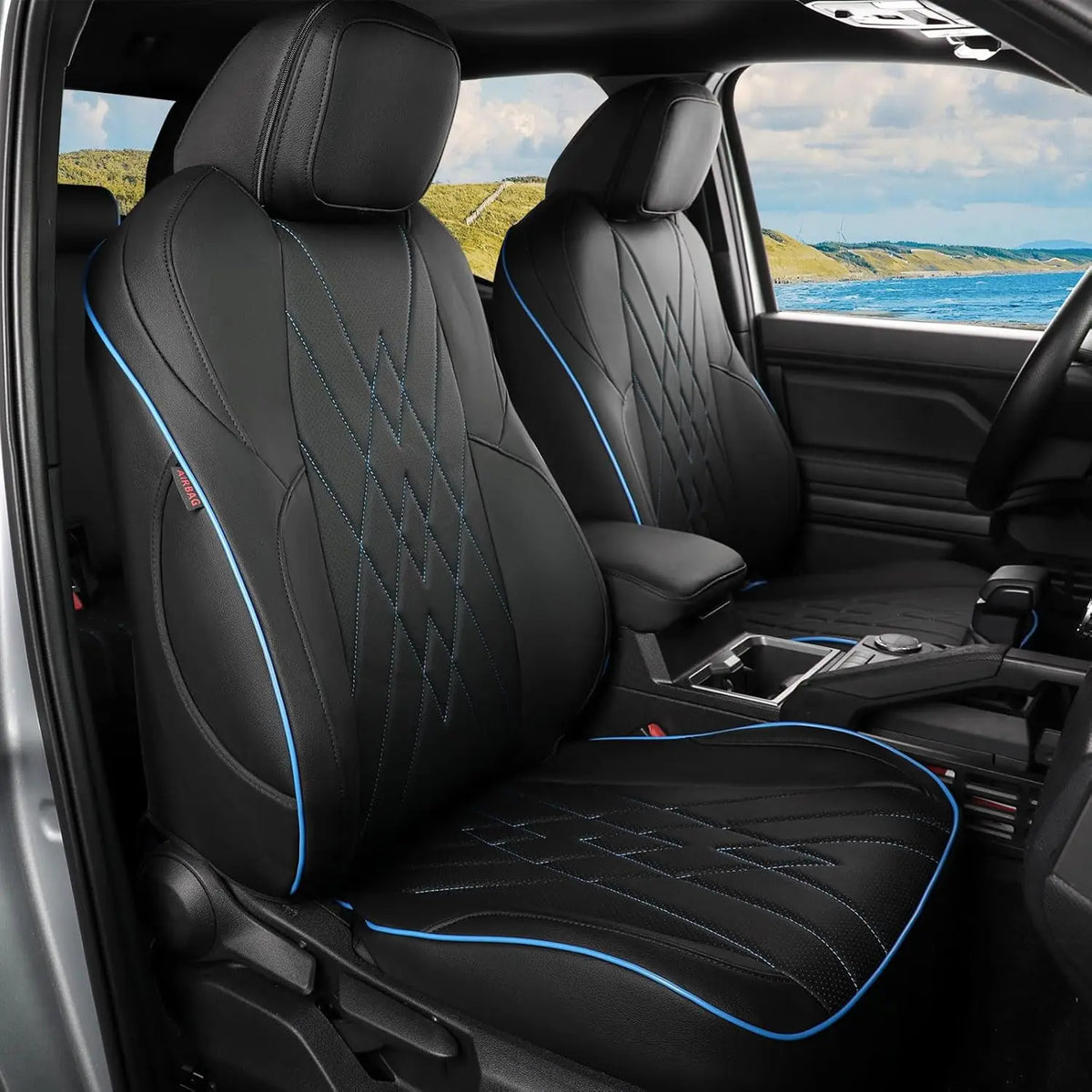 EKR Tacoma Car Seat Covers Custom Fit for Toyota Tacoma (Petrol) 2024 2025 2026 DoubleCab/CrewCab SR/SR5/TRD Sport/TRD Off-Road Truck Seat Covers Full Set Faux Leather