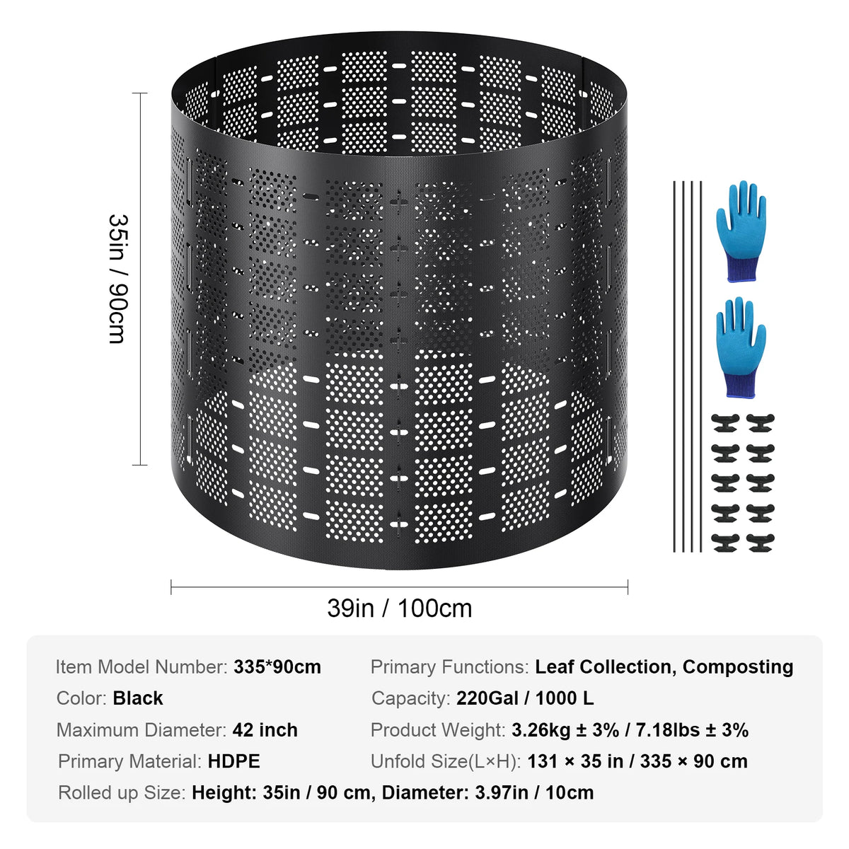 SucceBuy Garden Compost Bin BPA Free Composter Large Capacity Outdoor Composting Bin with Top Lid and Bottom Door Ample Space