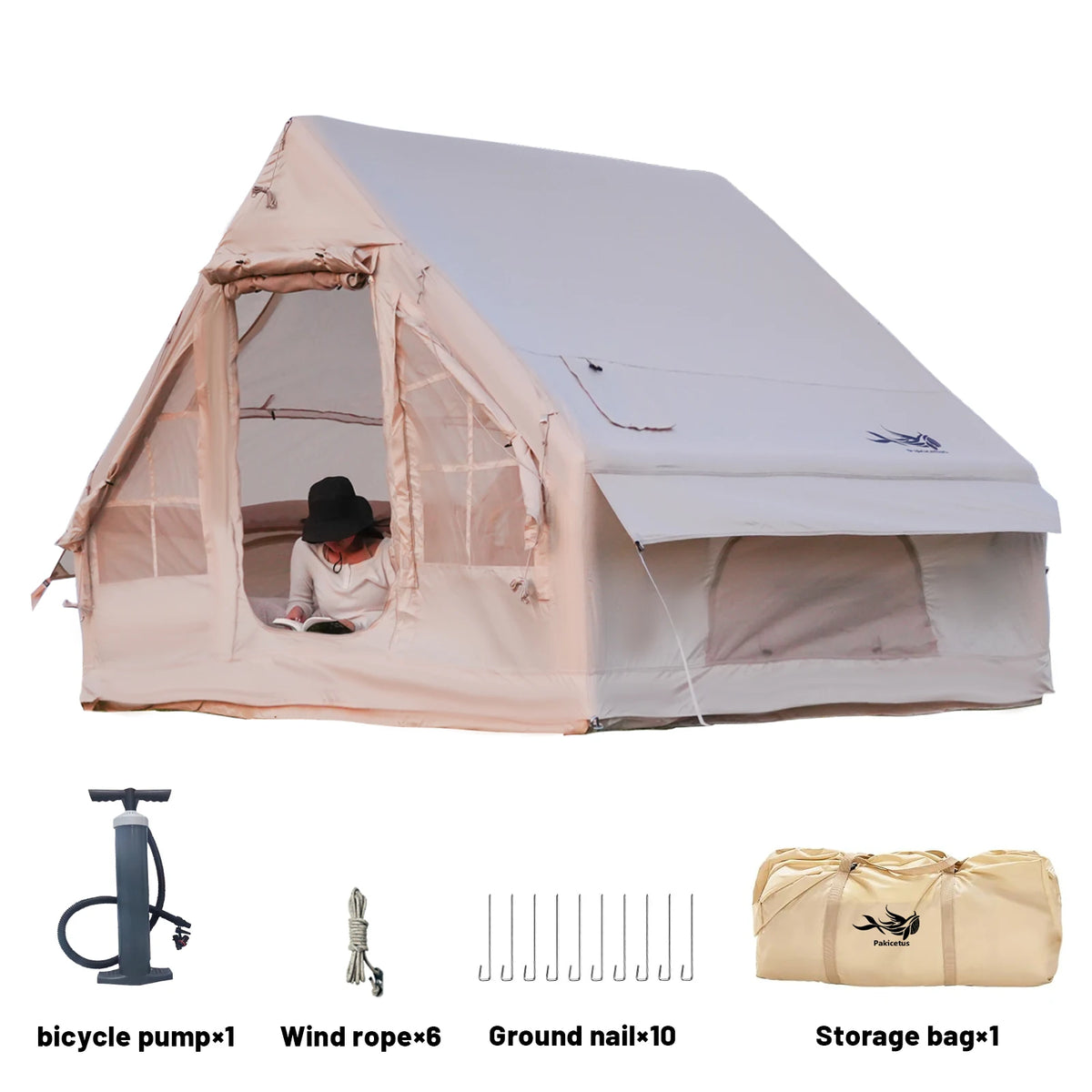 Pakicetus Inflatable Family Camping Tent With Stove Jack