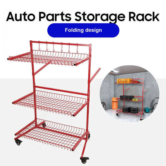 Auto Parts Storage Rack Steel Single Layer Loading 45kg Metal Shelf Bracket Movable Handcart Tool Storage Rack Car Parts Storage