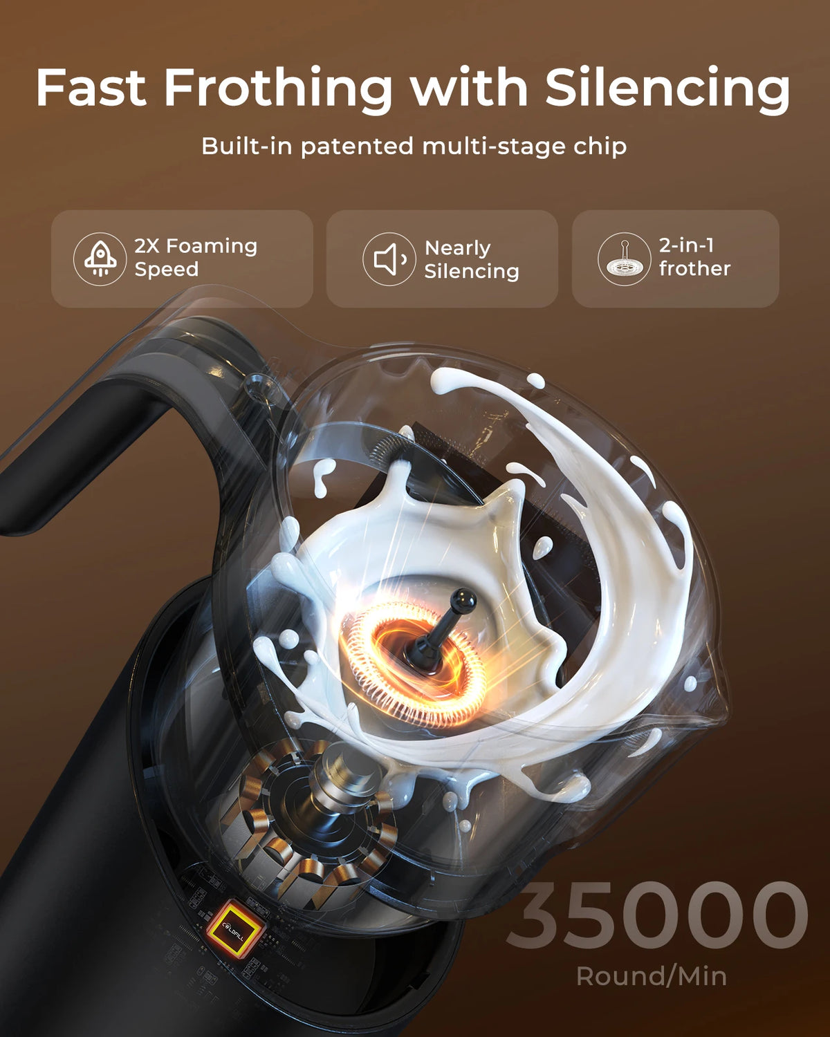 UHOST Electric Milk Frother And Steamer Eight In One