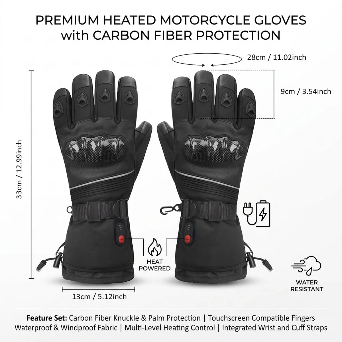 Rechargeable Heated Touchscreen Gloves For Motorcycle Skiing And Cycling