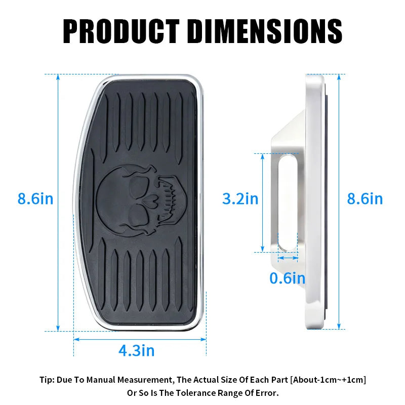 WASONTEDA Motorcycle Foot Pegs 3D Skull Rotatable Universal Replacement