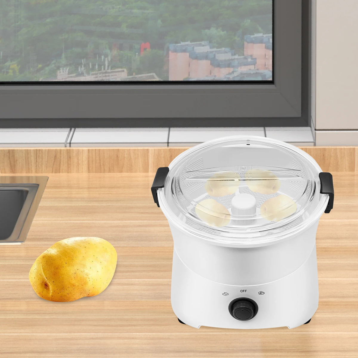 Automatic Electric Potato Peeler One Button Spinner 85W Kitchen Appliance