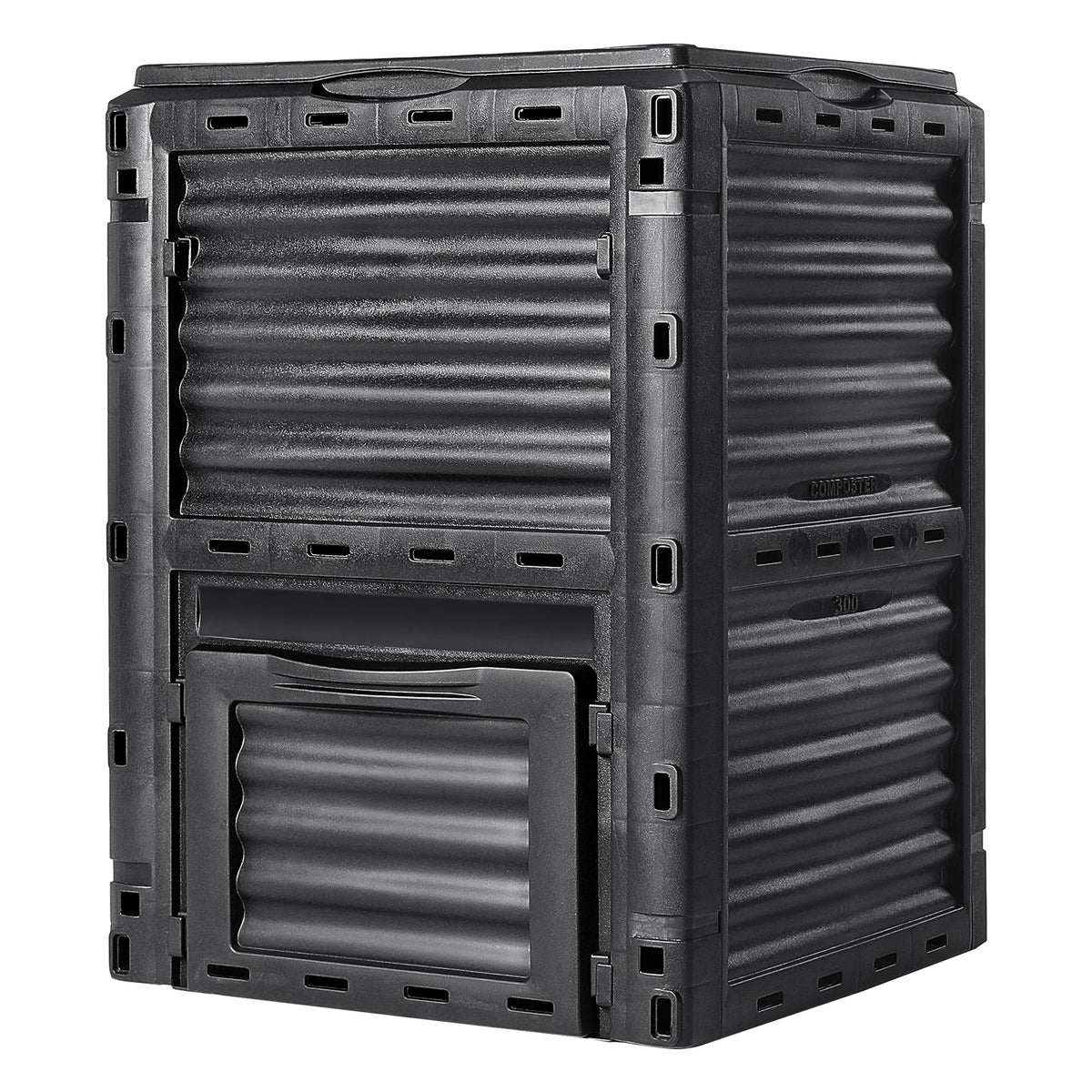 SucceBuy Garden Compost Bin BPA Free Composter Large Capacity Outdoor Composting Bin with Top Lid and Bottom Door Ample Space