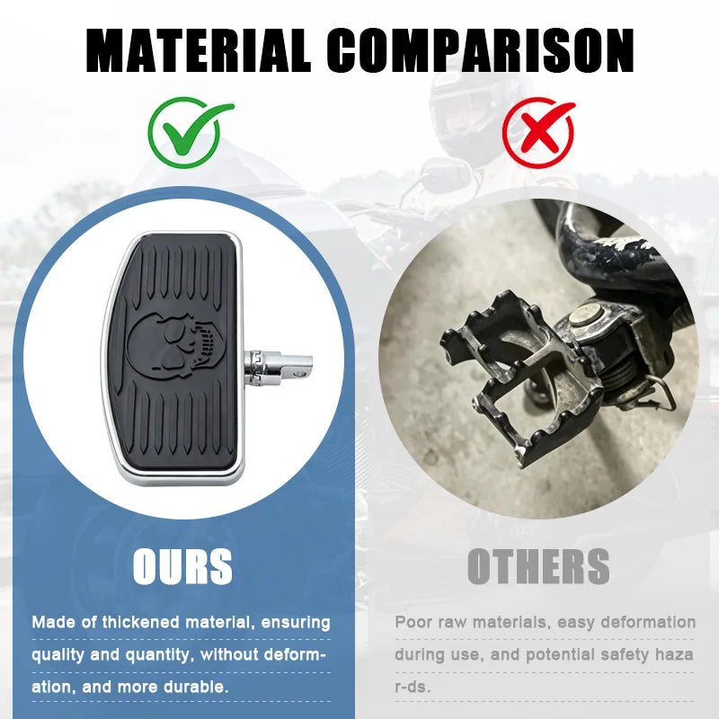 WASONTEDA Motorcycle Foot Pegs 3D Skull Rotatable Universal Replacement