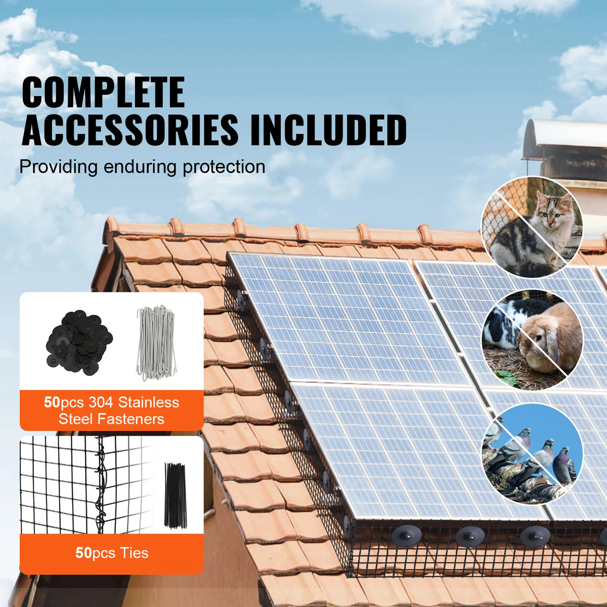 SucceBuy Solar Panel Bird Guard Critter Guard Roll Kit  Stainless Steel Fasteners Solar Panel Rustproof PVC Coating WireRollMesh