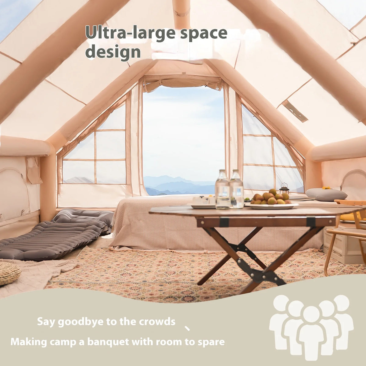 Pakicetus Inflatable Family Camping Tent With Stove Jack
