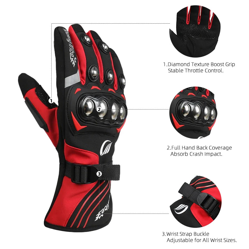 Winter Motorcycle Riding Gloves Stainless Steel Outdoor Sports