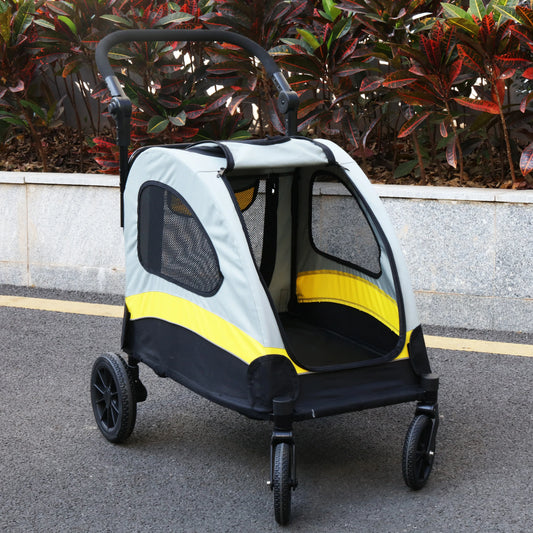 Portable Outdoor Small Dog & Cat Travel Stroller Folding Jogger Wagon Carrier with Adjustable Handle and Safety Leash