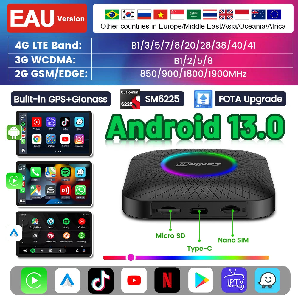 Carlinkit AI Box Wireless Android Auto CarPlay Smart TV Adapter