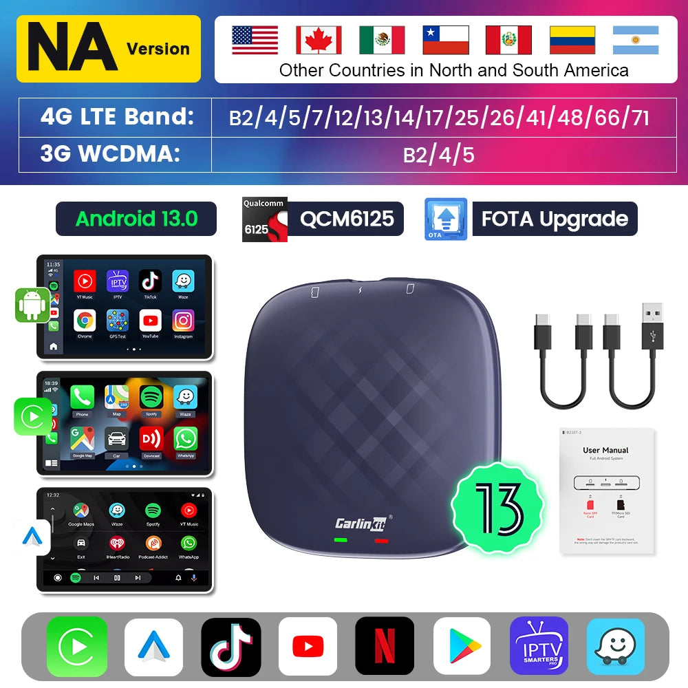 Carlinkit AI Box Wireless Android Auto CarPlay Smart TV Adapter
