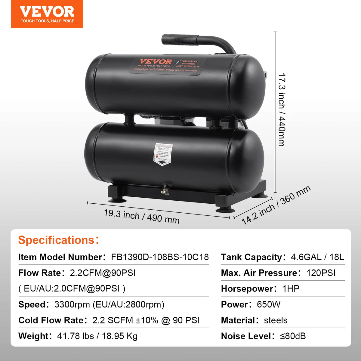 SucceBuy Air Compressor 750W/1450W/3000W Oil Free Air Compressor Quiet Portable Compressor Pump Auto Repair Tire Inflation Home