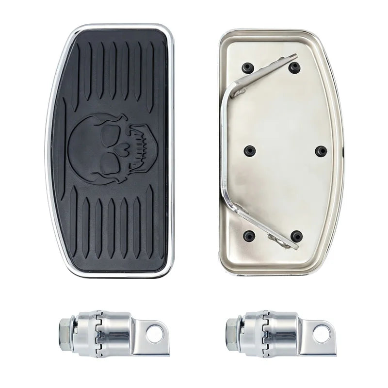 WASONTEDA Motorcycle Foot Pegs 3D Skull Rotatable Universal Replacement