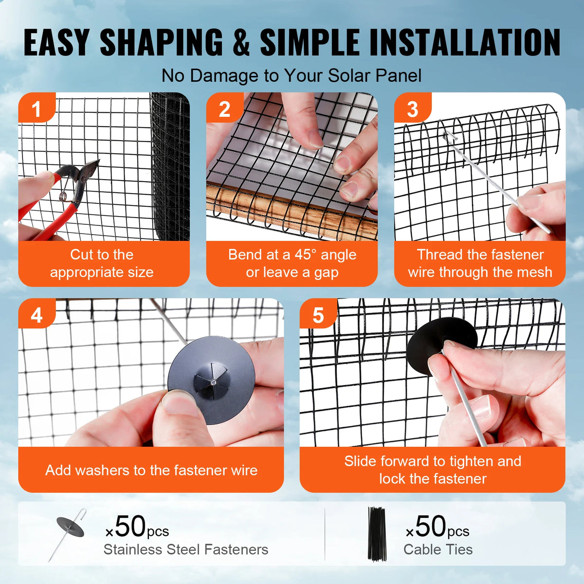 SucceBuy Solar Panel Bird Guard Critter Guard Roll Kit  Stainless Steel Fasteners Solar Panel Rustproof PVC Coating WireRollMesh