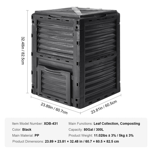 SucceBuy Garden Compost Bin BPA Free Composter Large Capacity Outdoor Composting Bin with Top Lid and Bottom Door Ample Space